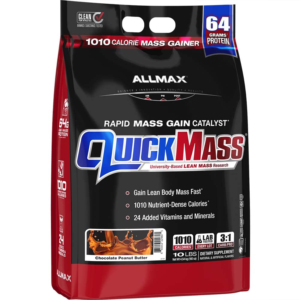 ALLMAX QUICKMASS, küpsised ja kreem - 10 naela - kiire massikasvu katalüsaator - kuni 64 grammi valku ühe serveerimise kohta - 3: 1 süsivesiku kuni valgu suhe - null transrasv - kuni 70 serveerimist