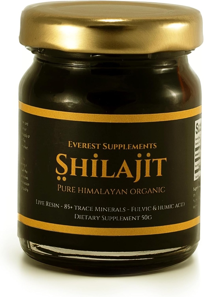 Shilajit Pure Himalayan Orgaaniline Shilajit Vaik - Shilajit meestele - Gold Grade 500 mg Maksimaalne potentsi - 85 Trace Minerals & Fulvic ja Humic Acid Energy Immune Support, 30 Grams (50 Grams)