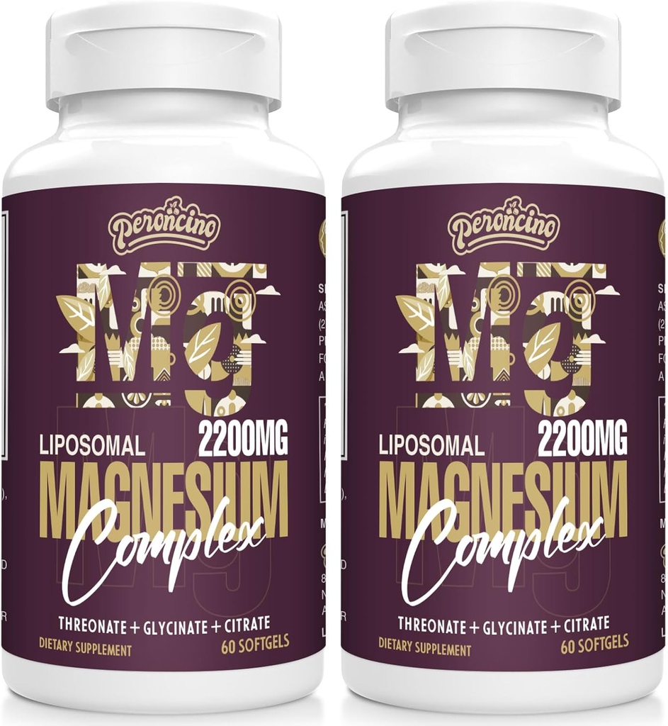 Liposomaalne magneesiumkompleks 2200MG Softgels, magneesiumtroonaat, magneesiumglütsinaat, magneesiumtsitraat, kolm ühes toidulisandis, gluteenivaba, 60 Softgels (120 loend (2. pakk))