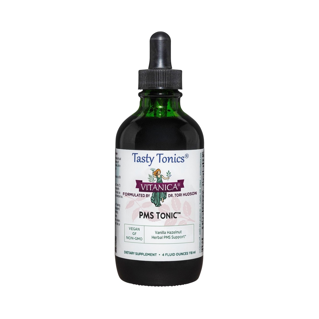 Vitanica PMS Tonic, Premenstrual Support and Relief, Saint Johns Wort, Dong Quai, Chaste Tree Berry, Wild Yam and More, Vegan 4 Ounce