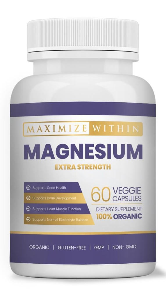 Magneesium ekstra tugevus täiendus - 600mg Magneesium Glütsinaat - toetab luu tervist, lihaste funktsiooni - vegan, mitte-GMO - 60 kapslit