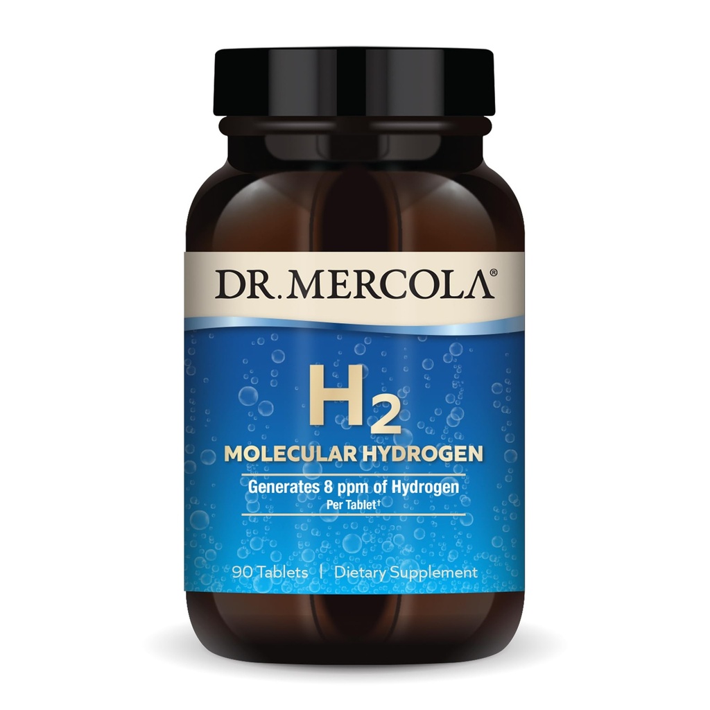 Dr Mercola H2 Molekulaarvesinik - toetab tervislikku vananemist, rakuenergiat ja aju tervist - elementaarmagneesiumiga - GMO-vaba, gluteenivaba ja sojavaba - 90 tabletti (90 serveerimist)
