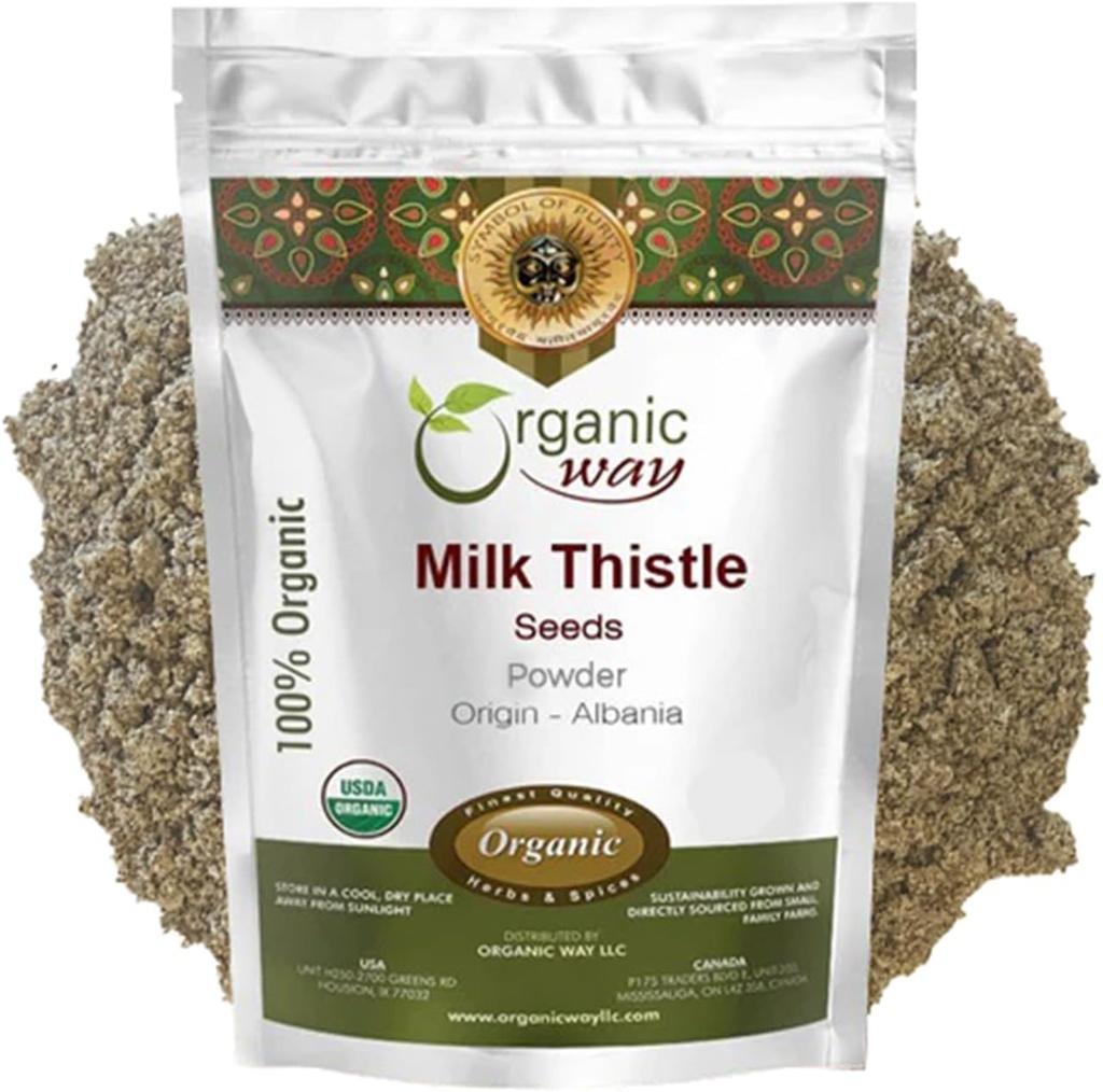 Orgaaniline tee Piimaohaka seemned Pulber (Silybum Marianum) - Taimne tee | Euroopa metsik-Harvest | Orgaaniline & Kosher sertifitseeritud | Non GMO & Gluteenivaba | USDA sertifitseeritud | Päritolu - Albaania 2 Oz (pakk 1)