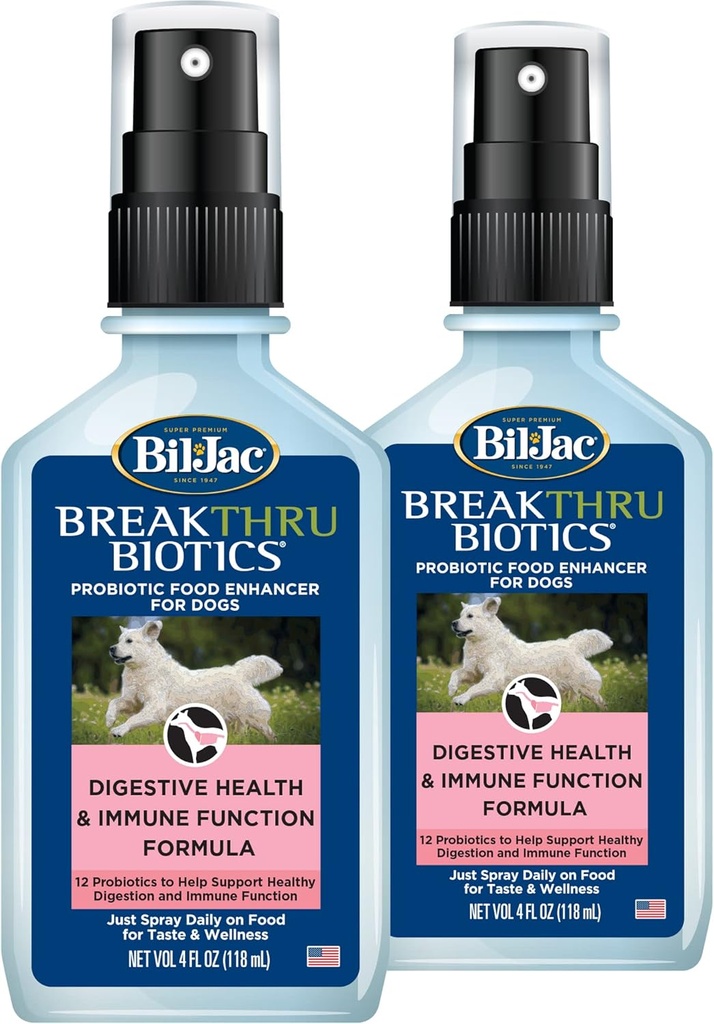 Bil-Jac Breakthru Biotics Probiootiline täiendus koertele - 2-pakk, Premium Lemmiklooma seedetrakti tervisetoetus, koerte toidu tõhustaja koos looduslike koostisosadega soolestiku tasakaalu ja immuunsüsteemi suurendamiseks
