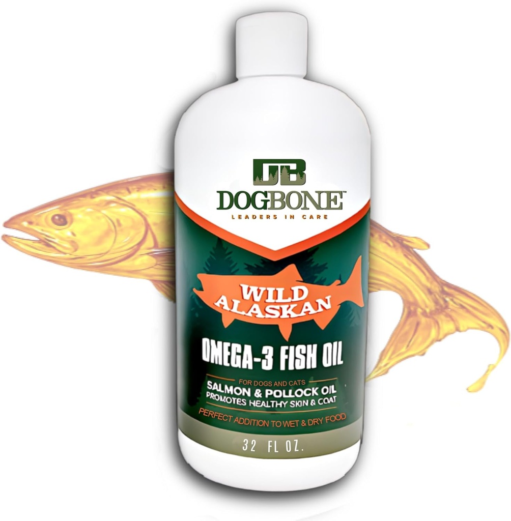 DogBone Fish Oil for Dogs 32 oz | Salmon Oil | Dog Fish Oil | Omega 3 | Dog Joint Supplement | Pet Vitamiinid ja toidulisandid | Wild Alaskan Salmon Oil for Skin and Coat