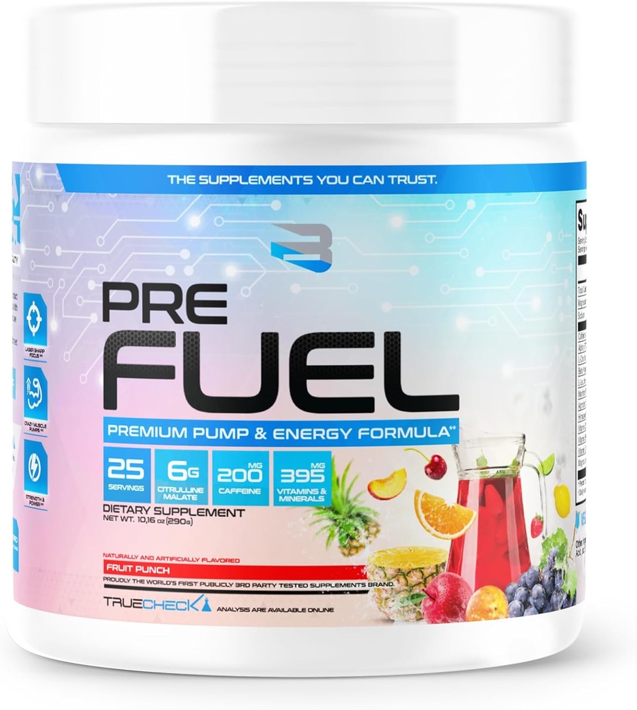 Uskuge PRE kütust - laseri fookus, lihaste täius ja vastupidavus | Ultimate All-in-One Pre-Workout | Boost Performance & Crush treeningud | Täielik Kõik-ühes Pre-Workout (290g, Fruit Punch)