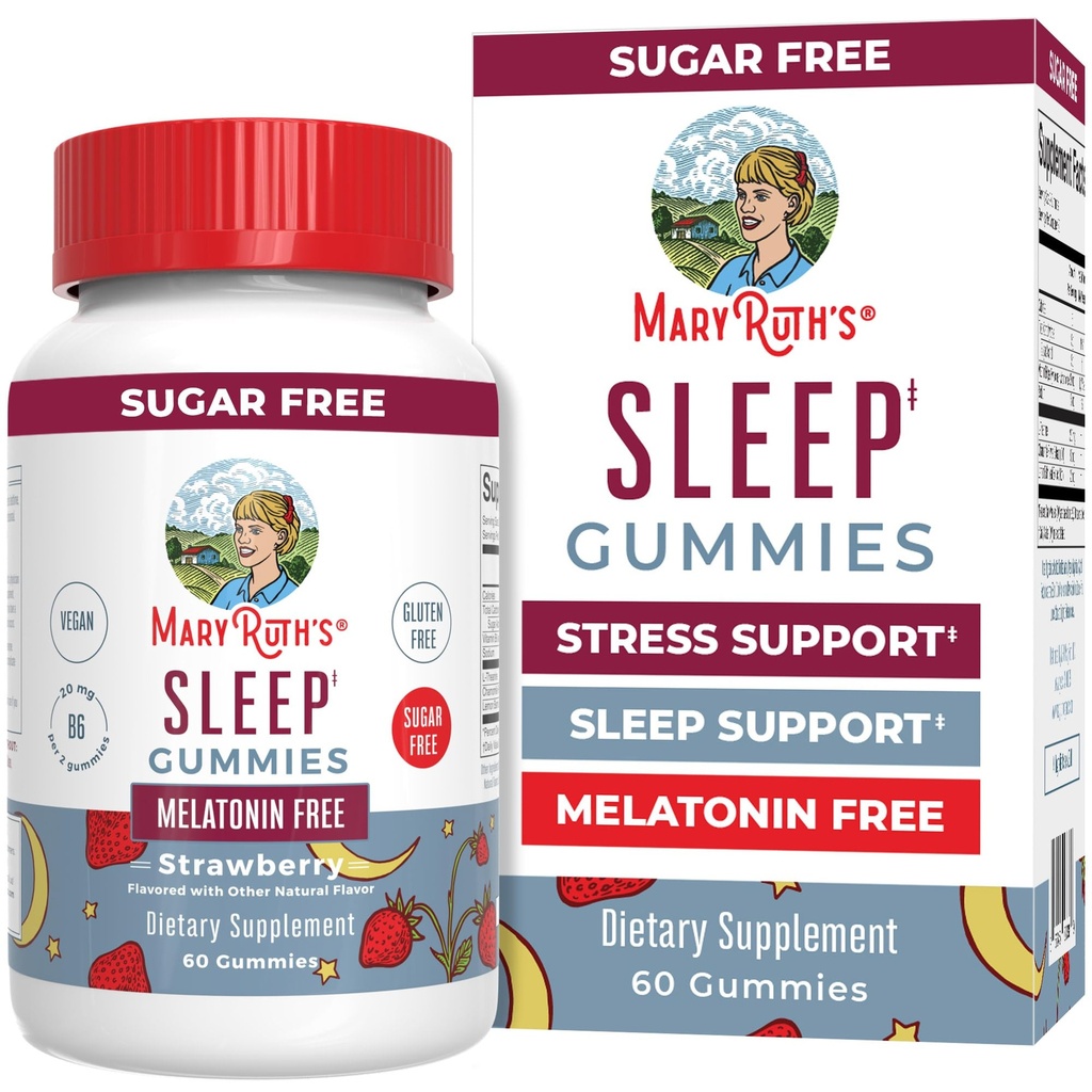 MaryRuth Organics Sleep Gummies | Sugar Free | NO melatoniin | L Theanine | Sidrun Balm Leaf | Kummel | Vitamiin B6 | Lõõgastav ja unetugi | Stressi leevendamine | Vegan | Gluteenivaba | 60 Count