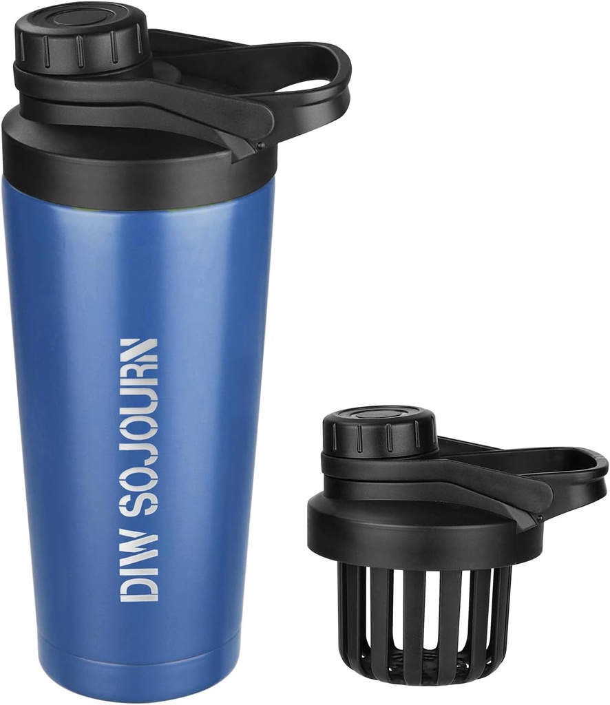 DIW 24 oz Shaker Bottle, Roostevabast terasest segatud pudel müravaba disainiga, isoleeritud metallist Shaker Cup valgusegudele ja eeltreeningule, Gym Cup Shaker (Navy Blue)