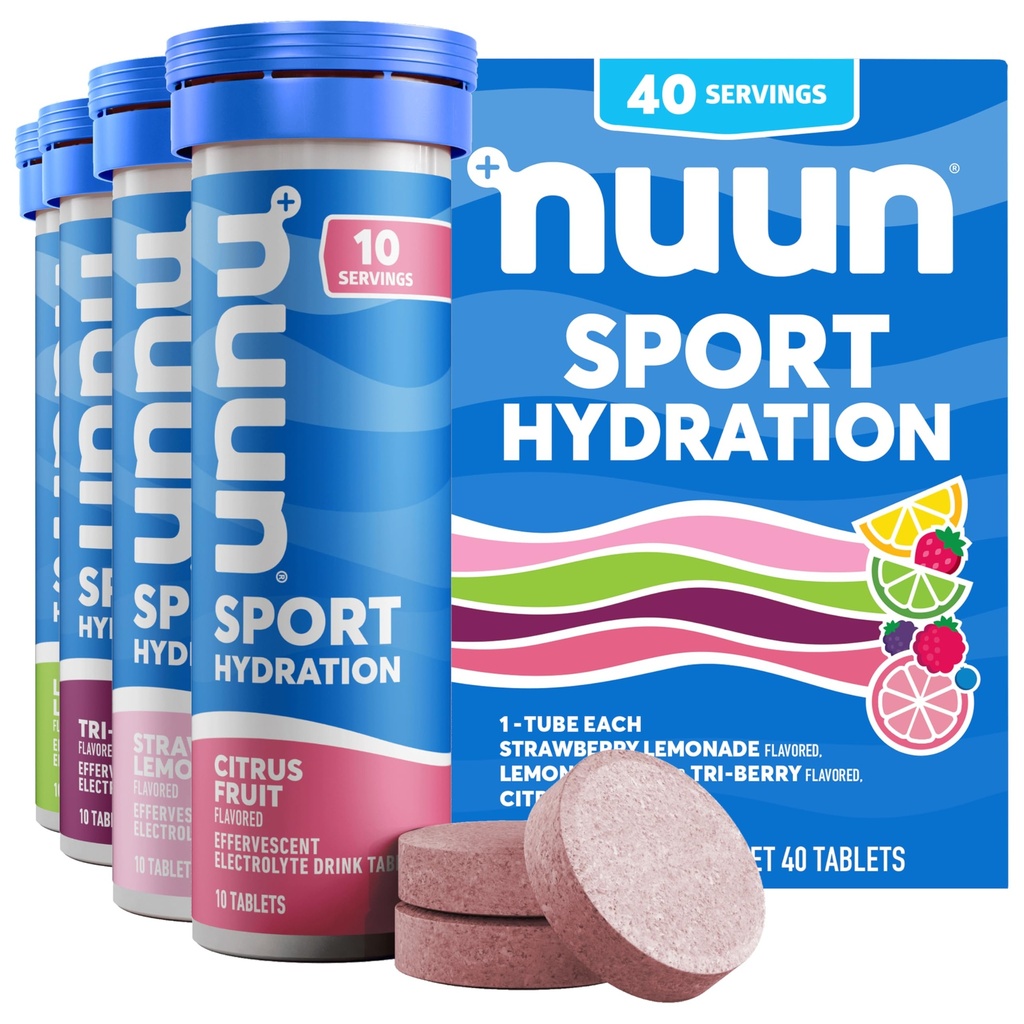 Nuun Sport elektrolüütide tabletid proaktiivseks hüdreerimiseks, segatud maitsed, 4 pakett (40 serveerimist)