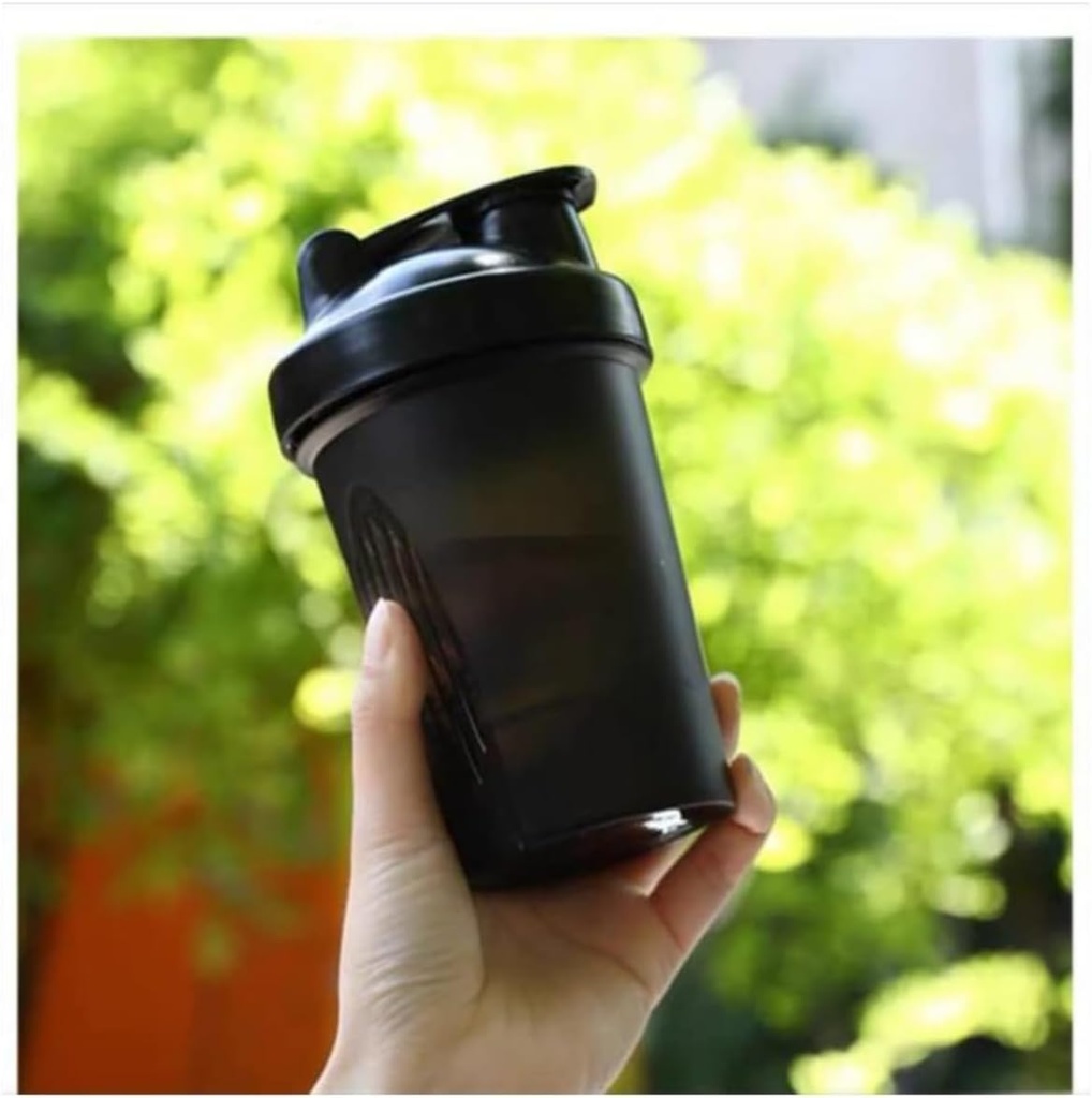 CHNLML Protein Shaker Bottle 400ML/16Oz w. Shaker Ball for Protein Shake, Shaker Bottle with Mixing Ball, Leak-Proof, BPA-Free, Gym, Treening, Juice Mixer (Must / must keha, 16Oz-400ML-1Bottle)