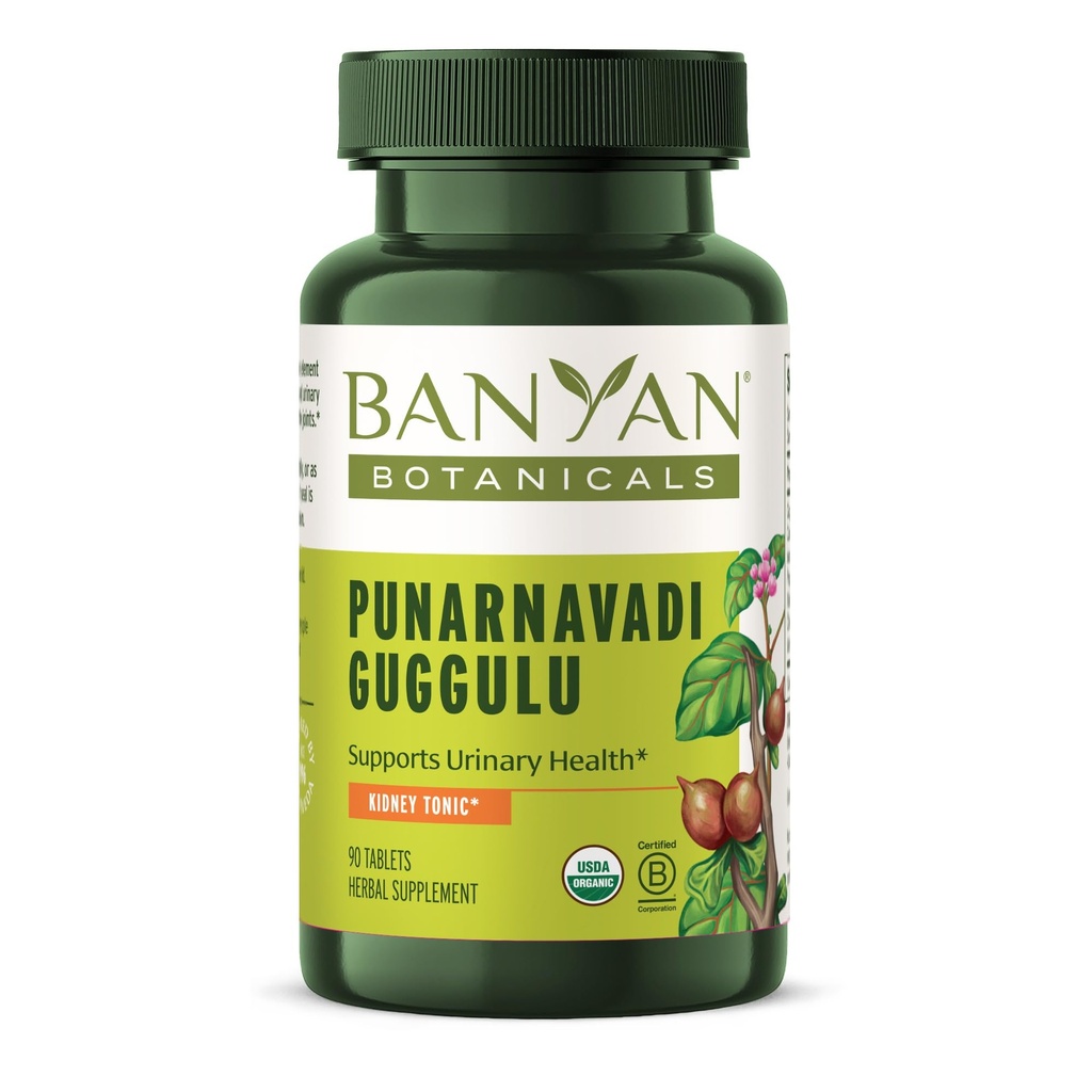 Banyan Botanicals Orgaanilised Punarnavadi Guggulu tabletid - Orgaaniline liigeselisand - toetab neerude ja kuseteede tervislikku funktsiooni * - 90 tabletti - mitte-GMO jätkusuutlikult hangitud vegan *