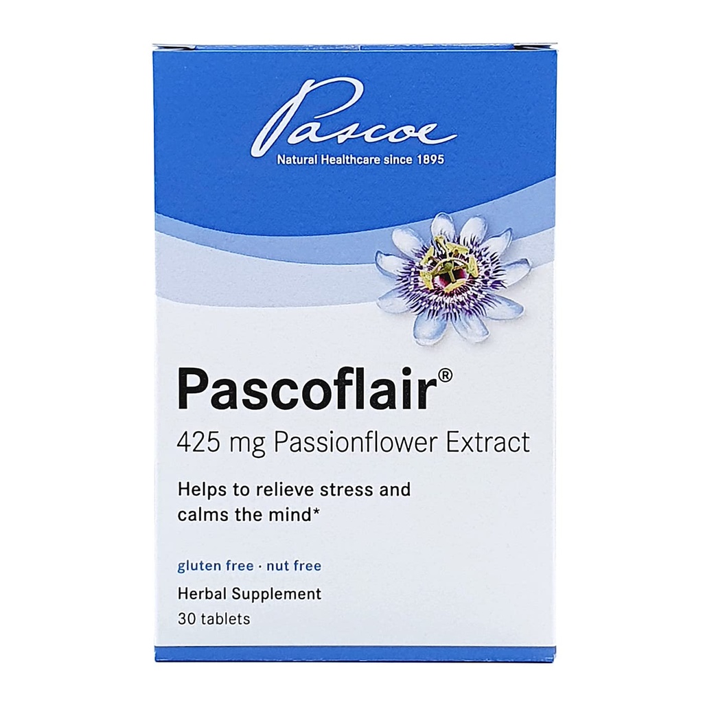 Pascoflair - Taimne uneabi, mis aitab leevendada rahutust ja närvilisust, rahustab meelt, et aidata toetada tervislikku ja rahulikku und - 425 mg kirglik lilleekstrakti tableti kohta (30 tabletti)