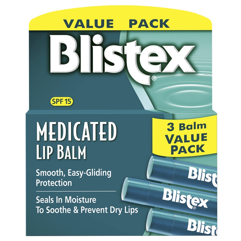 TheraTears Kuiv silmateraapia Silmatilgad, 1, 0 Fl Oz ja Blistex Ravitud huulepalsam, 0, 15 Ounce, 3 Count SPF 15 Päikesekaitse Lip Balm Bundle