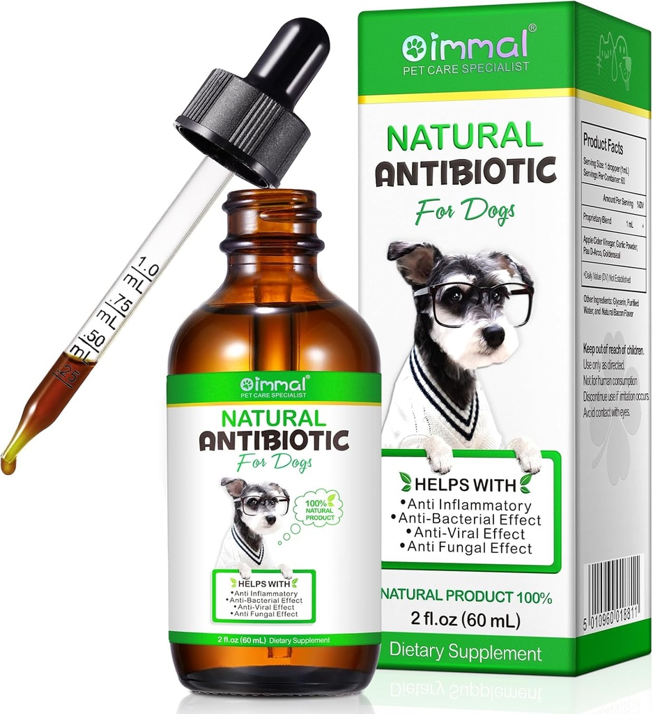 Üldised antibiootikumid koertele, koerte antibiootikumid, koerte tarned antibiootikumid, looduslikud koerte antibiootikumid toetavad koerte allergiat ja sügelust, koerte multivitamiini lemmikloomadele 60 ml / 2 Fl Oz