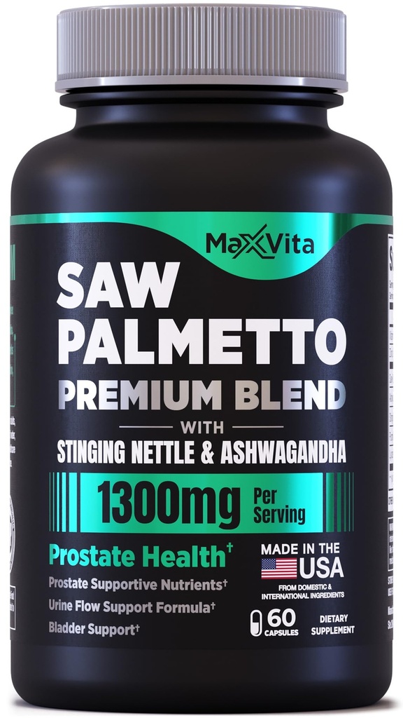 Eesnäärme lisatasu - Saw Palmetto meestele, Stinging Nettle, Ashwagandha, Lükopeen, Põie Ja Kuseteede Abistamine, Meeste Eesnäärme Täiendus, 60c