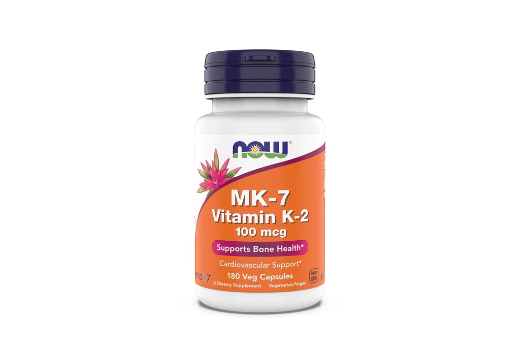Nüüd täiendused, MK-7 vitamiin K-2 100 mcg, südame-veresoonkonna tugi *, toetab luu tervist *, 180 Veg kapslit