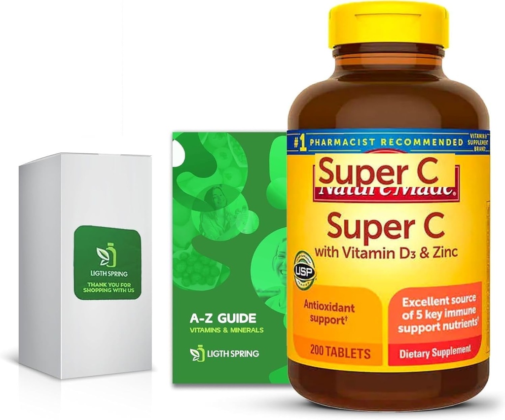 Super C vitamiin D3 ja tsink 200 tabletid eksklusiivne A kuni Z - parem Ligth & Kevad Guide (2 tükki)