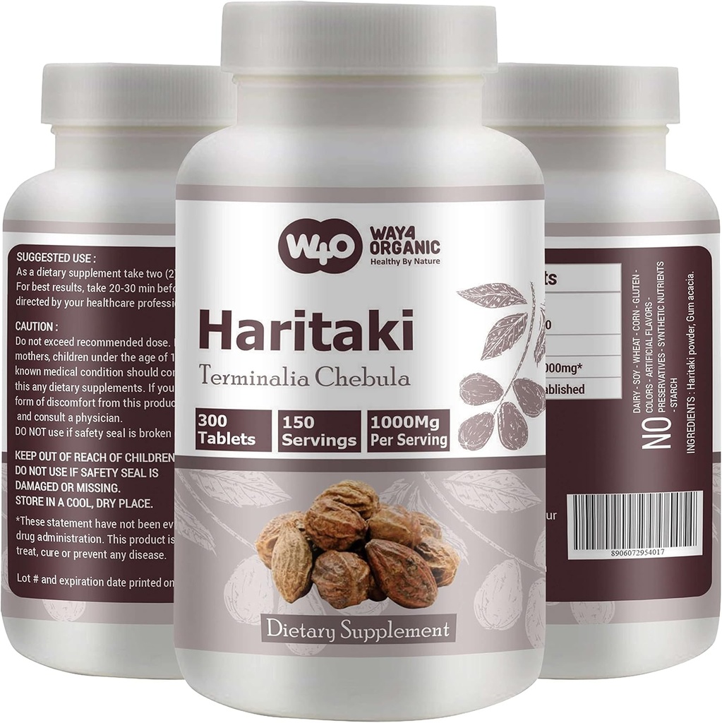 Haritaki kapslid (tabletid) – Terminalia Chebula, 300 tabletti, 150 serveerimist, 1000 mg (1 pakend)