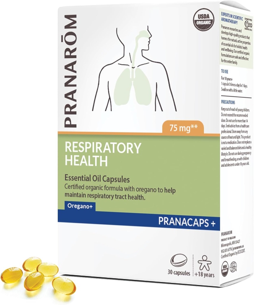 Pranarom - respiratoorne tervis Pranacaps Oregano & Sidrun eeterlik õli - 30 loend