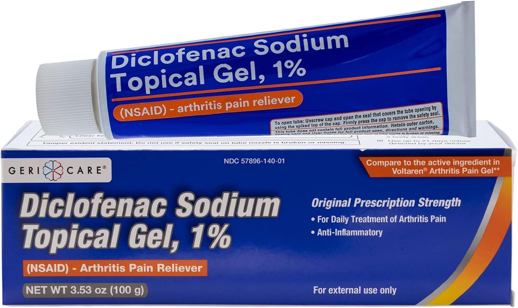 Paikne artriit Valu leevendamine Geel Diklofenak Naatrium 1% ( NSAID ) poolt GeriCare - Käe randme küünarnukk Jalg hüppeliiges Põlve Eriti tugev artriit Valu Reliever - Põletikuvastane artriit Valuravi - 3.53oz