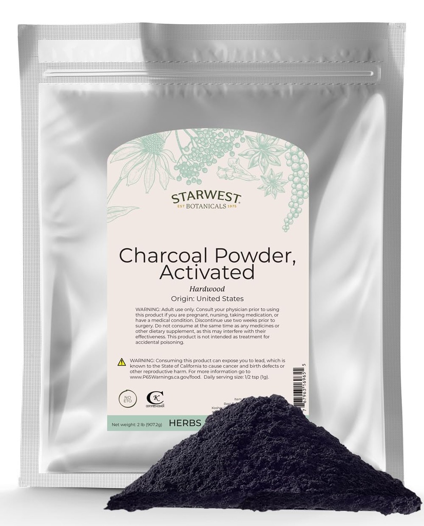 Starwest Botanicals aktiveeritud söepulber, 2 naela