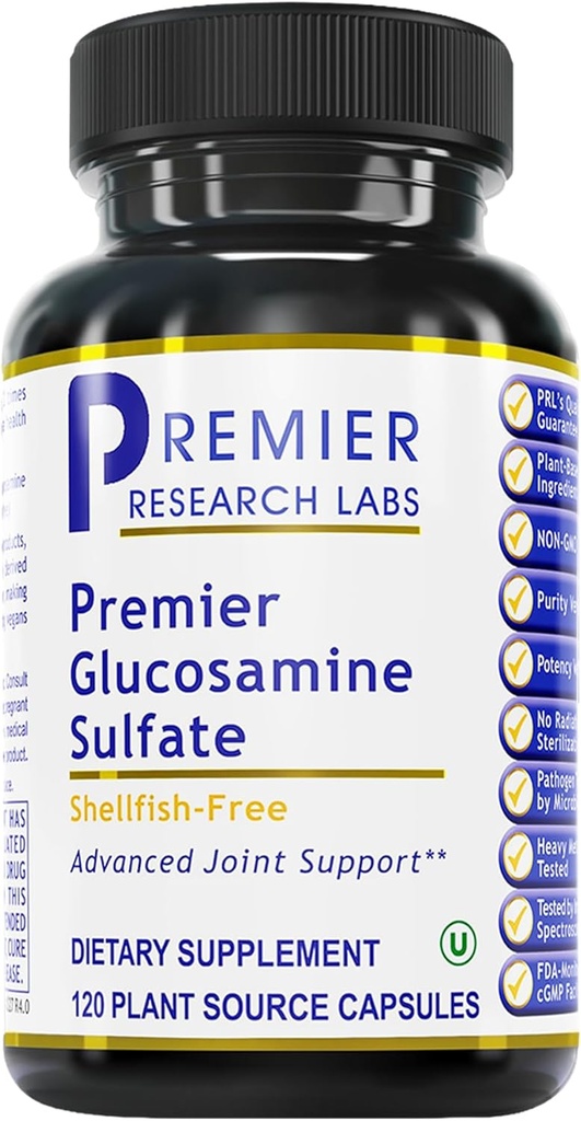 Premier Research Labs Glükosamiini Sulfate - Karpkala Vaba Glükoosamiini Sulfate Kapslid ühine tugi, Sidekoe Tervis, 750 mg Per Serving, Vegan Sõbralik - 120 Vegetarian Kapslid