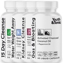 Noored ja toonik Täielik Multi-Organ Detox & Remont - 15 päeva Colon Cleanse, neerud, soolestiku ja kõhu puhastusvahendid koos vee tasakaalu toetust kogu keha detox, gaas ja puhumine ja maksa tervis, 150 pillid