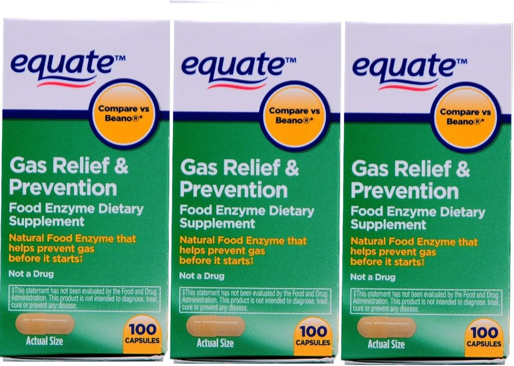 Equa Gas Bloating Relief ja ennetamine, Toiduensüümi Toidulisand, 300 Count