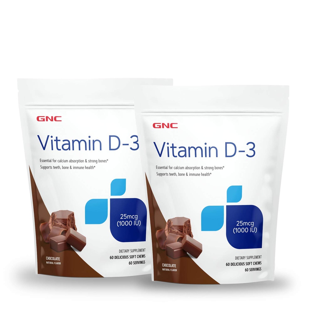 GNC Vitamiin D-3 Pehme närimine 1000IU - Šokolaad - Kaksikpakend