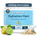 Feel Goods Hüdratsioon Hero, 1000mg Elektrolüütide Pulber, Suhkruvaba, Magneesium, Orgaaniline Aloe Vera, Orgaaniline Aloe, L Theanine, C & B12, Mitte-GMO, Keto, Vegan | Sidrunlubja, 30 Servingut
