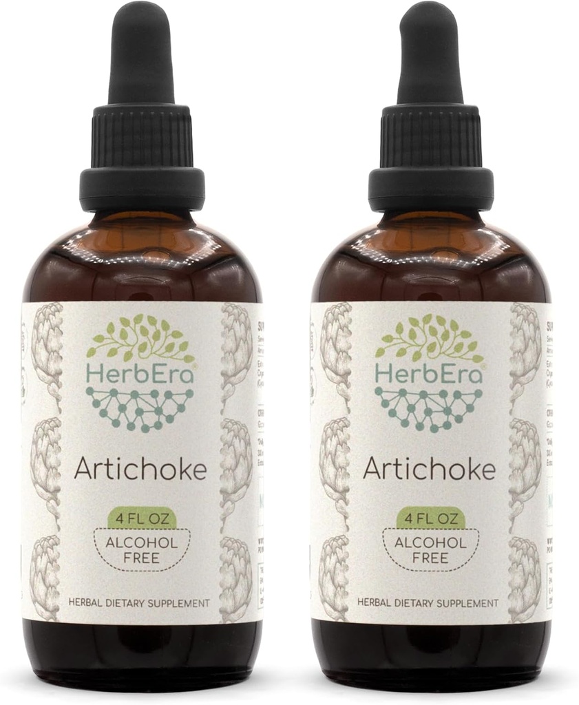 HerbEra artišokk B120 (2 tk) Alkoholivaba taimeekstrakti tinktuur, kontsentreeritud vedelik tilgad looduslik artišokk (Cynara scolymus) Kuivatatud leht (2x4 fl oz)