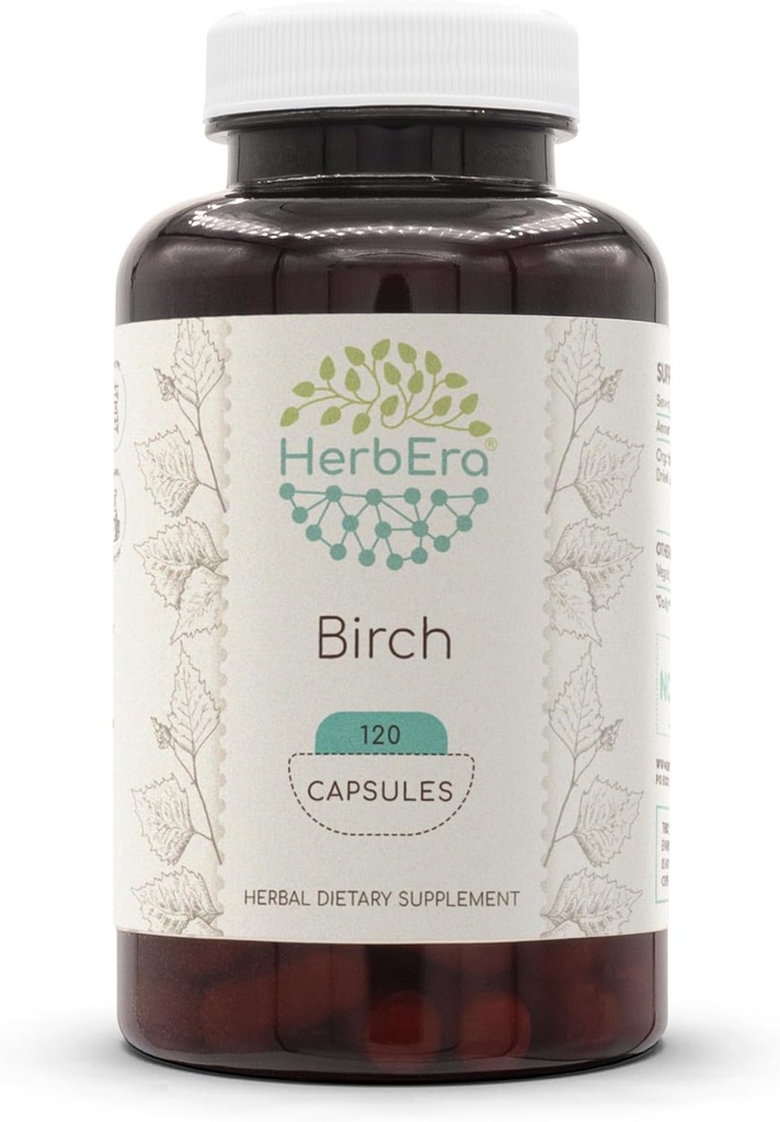 HerbEra Birch 120 kapslit , 500 mg , valmistatud kasega ( Betula Pendula ) Kuivatatud leht ( 120 kapslit )