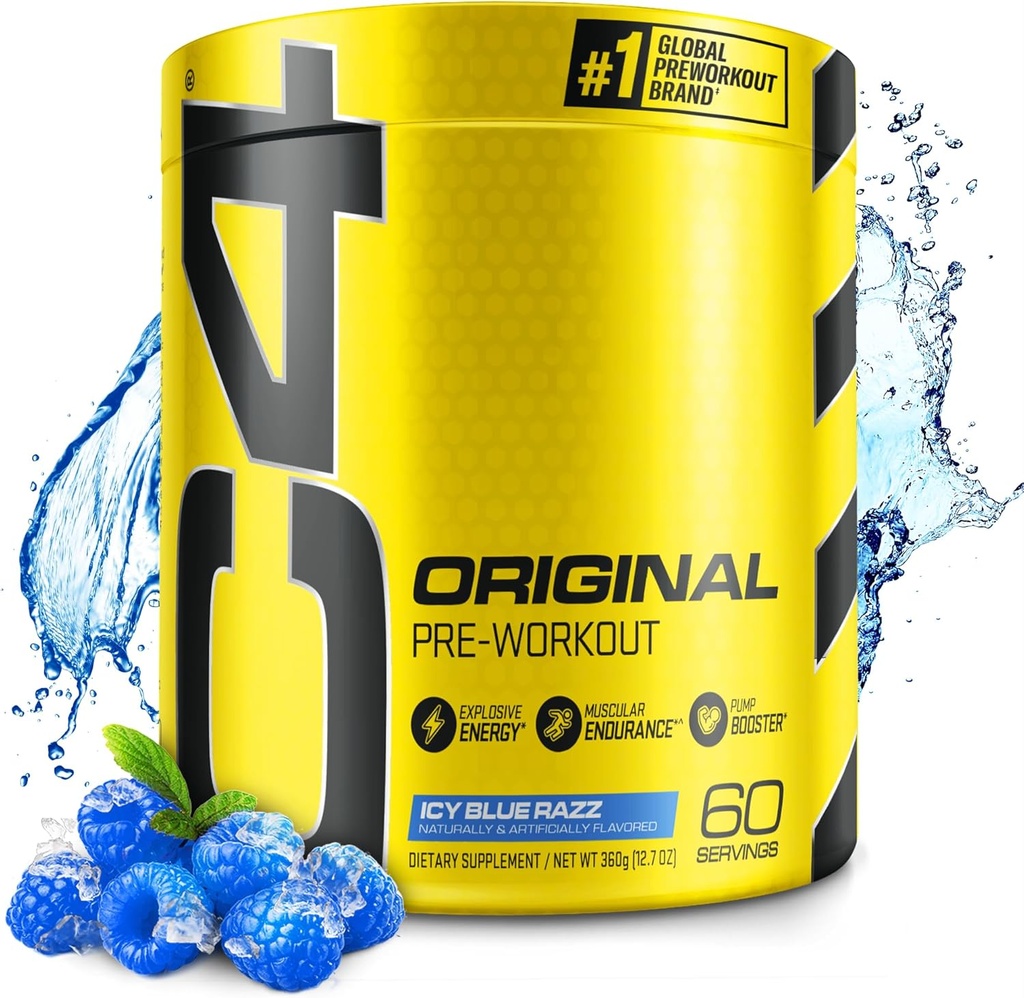 Cellucor C4 Original Pre Workout Powder ICY Blue Razz - C-vitamiin immuunsuse toetamiseks - Suhkruvaba Preworkout energia meestele ja naistele - 150mg Kofeiin Plus Beeta Alanine Plus Kreatiin - 60 serveerimist