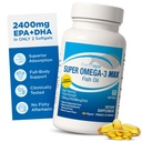 Super Max Omega-3 kalaõli 2400 mg valmistatud Norras - kõrge potentsiga kalaõli Omega 3 toidulisandeid naistele ja meestele, triglütseriidvorm EPA ja DHA toidulisanditega ei ole kala pärast maitse sidrunimaitset