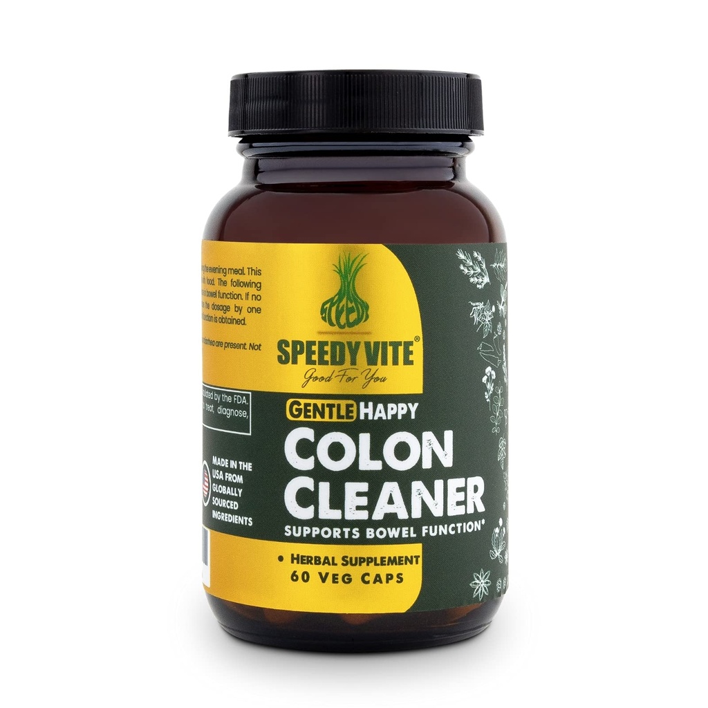 Happy Colon õrn soolefunktsiooni tugi * Aloe Vera Leaf Cascara Sagrada koor Slippery Elm Senna Leaf Türgi Rhubarb Psyllium Barberry Root ( 60 Veg Caps)