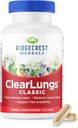 RidgeCrest Herbals ClearLungs Classic, Natural Lung and Nasal Daily Health Supplement for Bronchial, Respiratory, Immune, Sinus, and Mucus Wellness Support, Herbal Formula (60 Caps, 30 Serv)