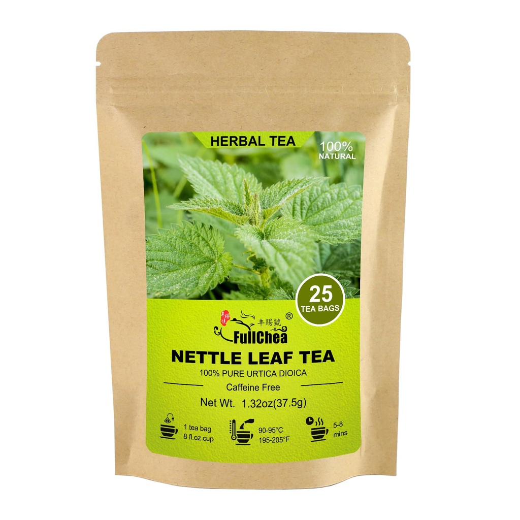 FullChea - Nettle Leaf teekotid, 25 teekotid, 1,5 g / kott - looduslikult nõtke nõges tee - toetada silmade tervist ja tugevdada luid