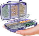 Travel Pill Korraldaja - Niiskus Tõestus Kaasaskantav Vitamiini Hoidja 7 Kompaktne Täiendusjuhtum Purse Essential Medicine Kit fot Reisimine Pocket Apteek koos sildid, Purple