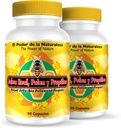 Nutrisalud Products Jalea Real, Polen y Propoleo en UNA sola capsula. Maxima Potencia. Tonico rejuvenecedor , energia Natural , .Set de 2 frascos con 90 caps . c/u.