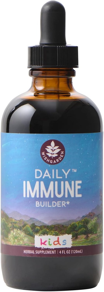 WishGarden maitsetaimed Igapäevane immuunsüsteem lastele - igapäevane immuuntoetus valem lastele, taimsed immuunkaitse ja immuunsüsteemi tugevdaja mustad Elderberry & Echinacea, Kids Immune Support Supplement, 4oz