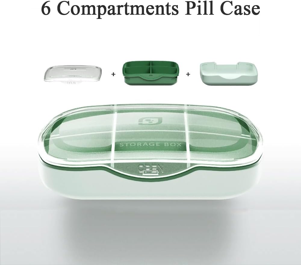 Travel Pill Organizer Box, 6 Compartment Weekly Medicine Case Reminder for Purse Pocket, Daily Pharmacy Container, Ravimi hoidja Dispenser Fish Oil, Vitamiin, Cod Maksaõli, täiendus