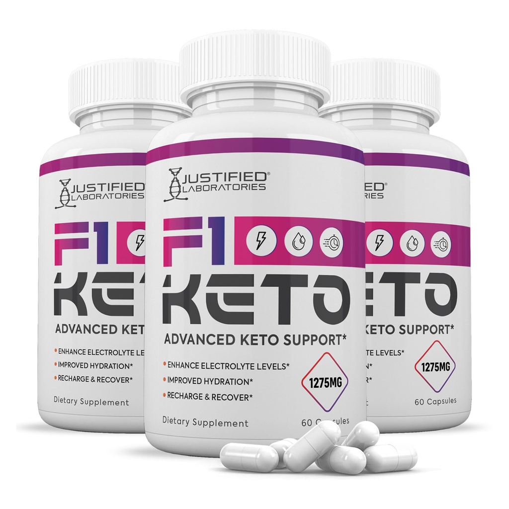 (3 Pack) F1 Keto Pills 1275MG Uus ja täiustatud valem Sisaldab Õunasiidrit Äädikat Ekstra Neitsioliiviõli Pulber Roheline teeleht 180 kapslit