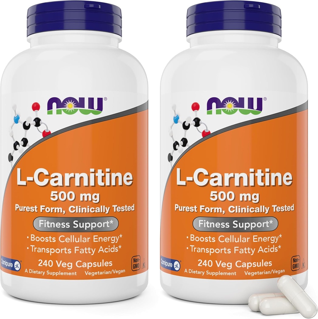 NOW Foods L-karnitiin 500 mg , 240 Veg Caps ( 2 pakendis )