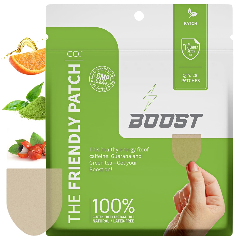 Sõbralik Patch Boost Energy Patch - 28-päevane pakkumine - energia ja fookuse plaastrid, kofeiin, Guarana - selgus ja energia - taime toide, fookus - tervise plaastrid