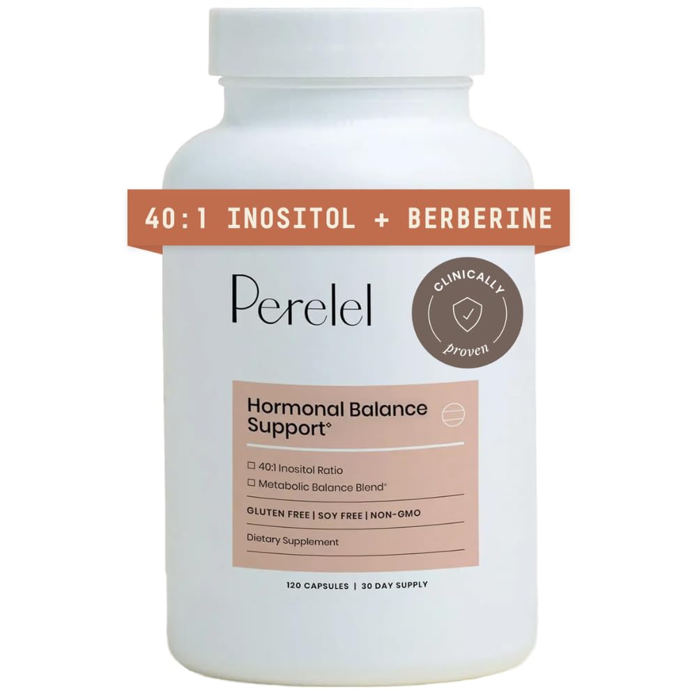 Perelel Hormooni tasakaalu toetus, naiste inositooli lisand berberiiniga, Myo & D Chiro inositool, alfa-lipohape & Dim naiste tervise toetamiseks, soja, piima ja gluteeni vaba, Non GMO, 120 kapslit