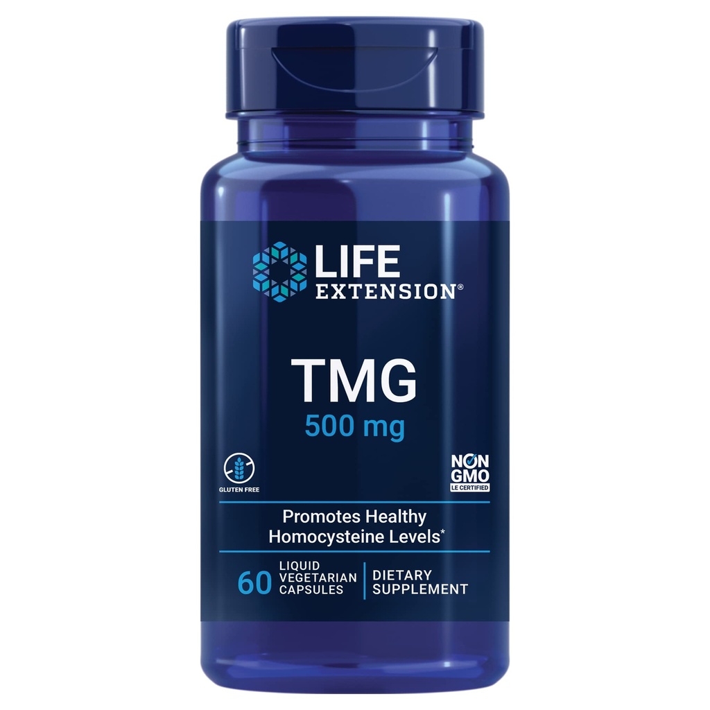 Elu pikendamine TMG, trimetüülglütsiin, soodustab tervislikku homotsüsteiini taset, mitte-GMO, gluteenivaba, taimetoitlane, 60 kapslit