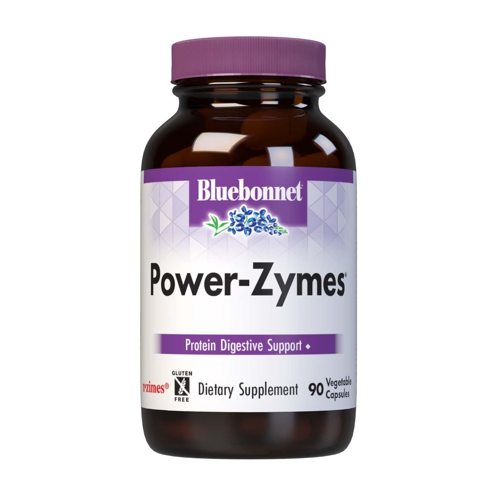 Bluebonnet Nutrition Power-Zymes, Protein Digestive Support *, Sojavaba, Gluteenivaba, Piimavaba, 90 köögiviljakapslit, 90 Servings