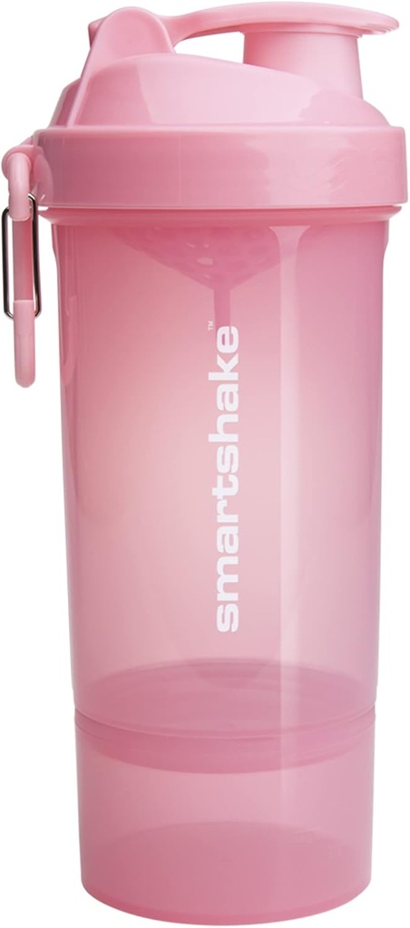 Smartshake O2GO ONE Plastic Protein Shaker Pudel 800 ml | 27oz - Leakproof Screw-on Lid - BPA Free - Unisex - Light Pink
