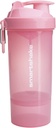Smartshake O2GO ONE Plastic Protein Shaker Pudel 800 ml | 27oz - Leakproof Screw-on Lid - BPA Free - Unisex - Light Pink