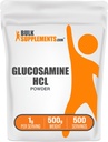 BulkSupplements.com Glükosamiin HCl pulber - Glükosamiini lisand, ühine tugilisand - Gluteenivaba, 1 g serveerimise kohta, 500 g (1,1 naela) (pakk 1)